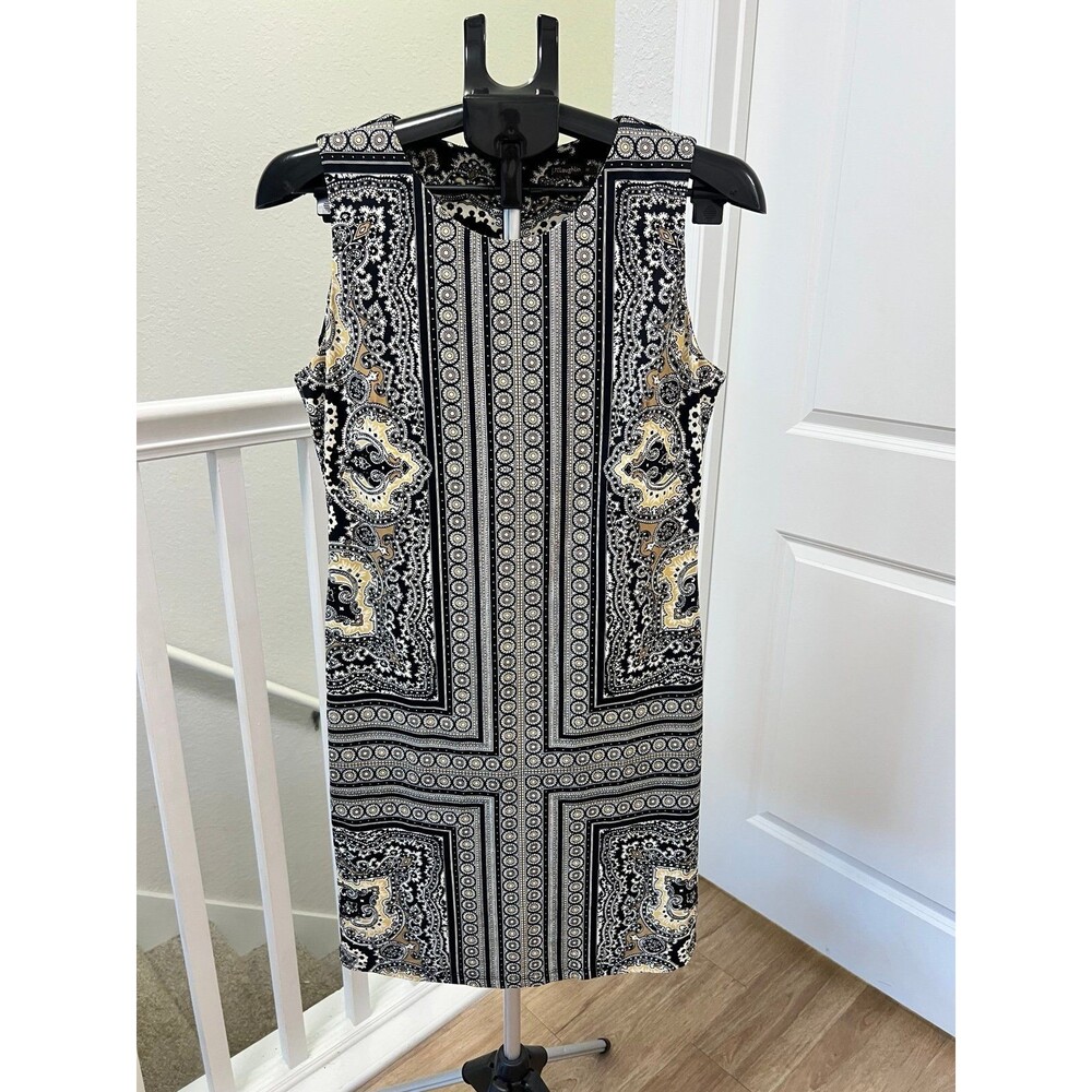 J. McLaughlin Black & Tan Patterned Dress in Great Condition! Size Medium - Picture 2 of 11